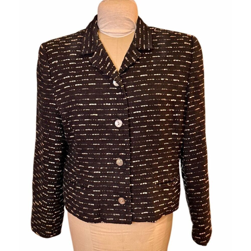 Soiree Women’s 100% Silk Blazer Textured Sz. L 4-Button Lined